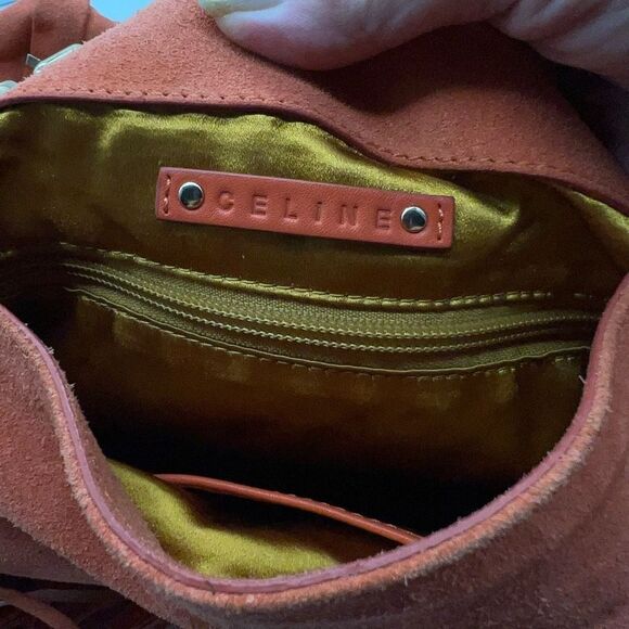 Celine RARE Dimitri Large Suede Satchel in Burnt Ochre - Picture 11 of 16
